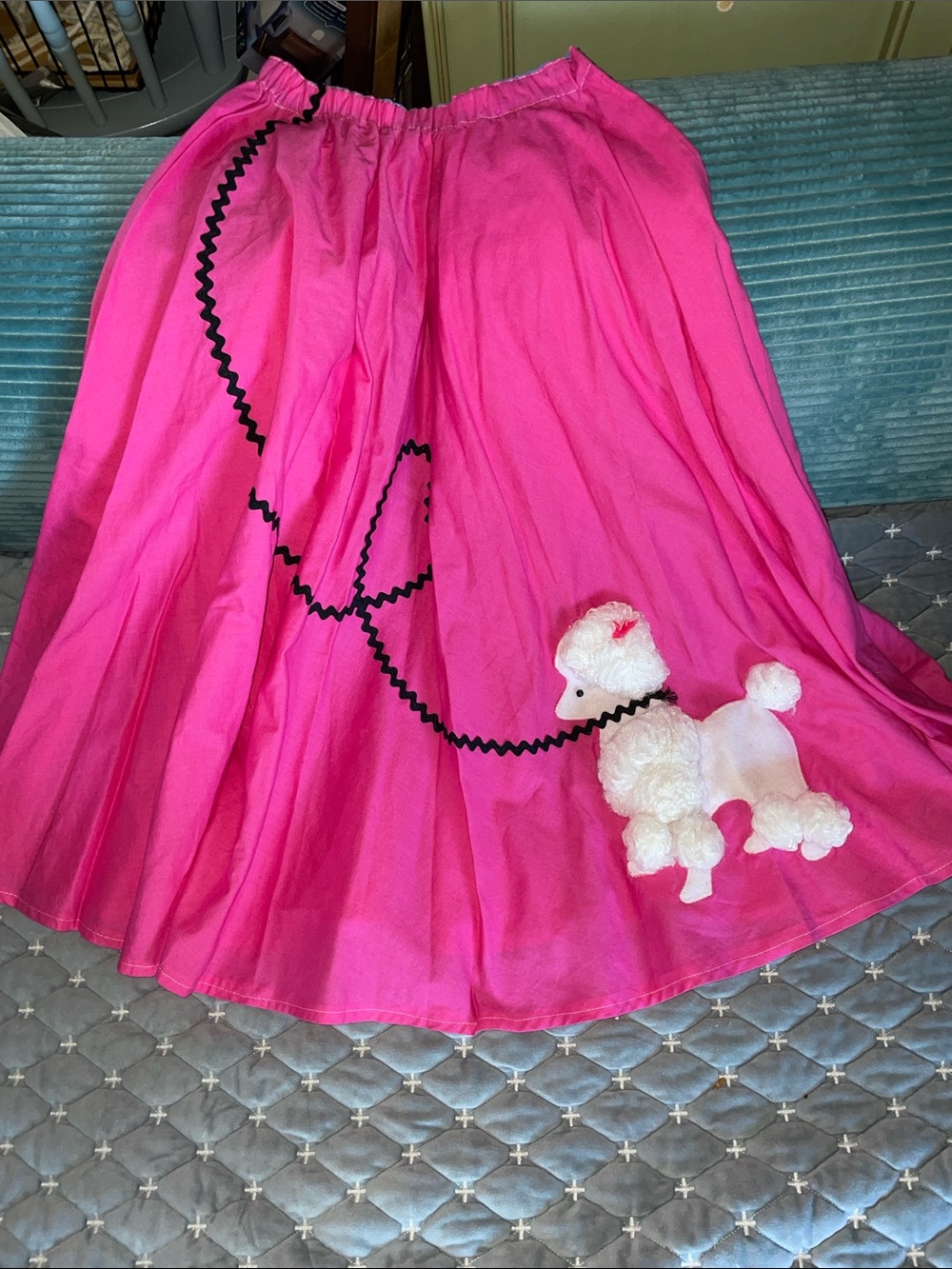 Bright pink handmade poodle skirt, girls’ size 14